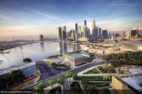 marina bay singapore photo birdeye view city