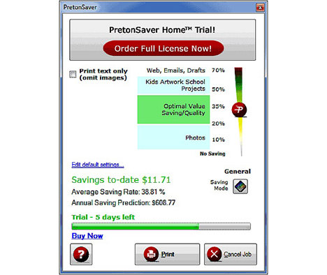 PretonSaver Home - Save Ink Printing Software