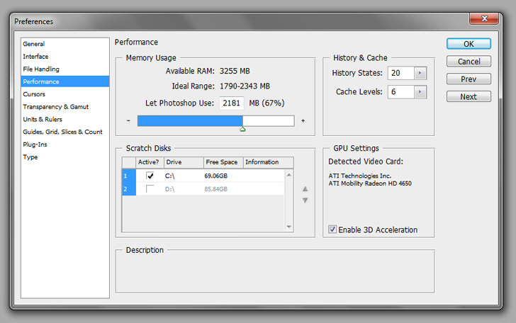 Increase Adobe Photoshop Performance And Memory