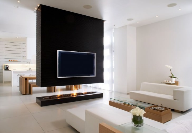 Modern Black Fireplace