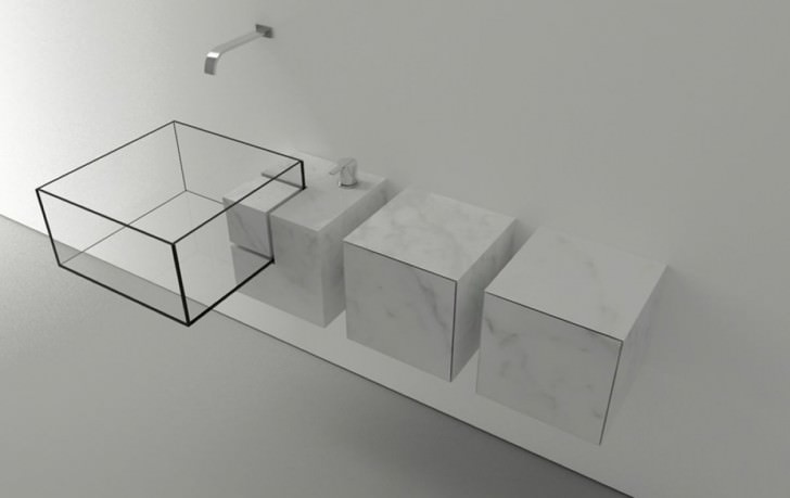 Kub Basin's sparse yet luxurious materials challenges the conventional bathroom sink