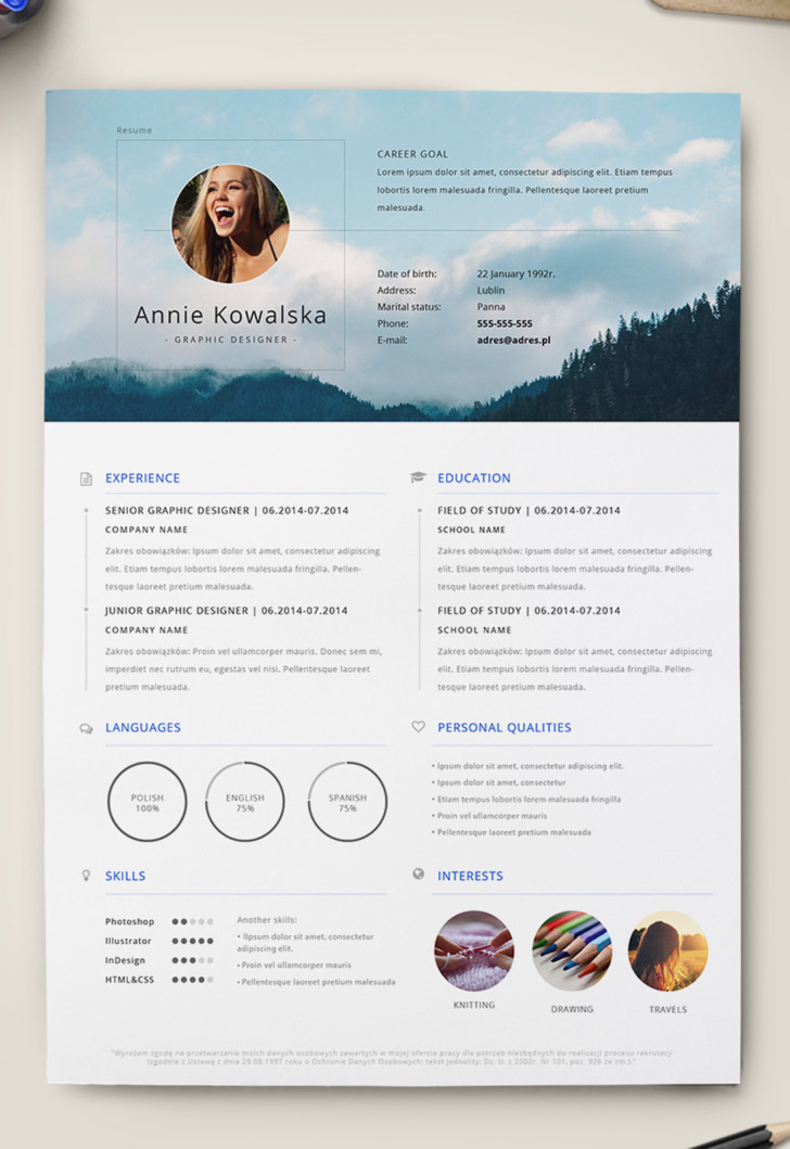 7 Free Editable Minimalist Resume CV In Adobe Illustrator And Photoshop Format