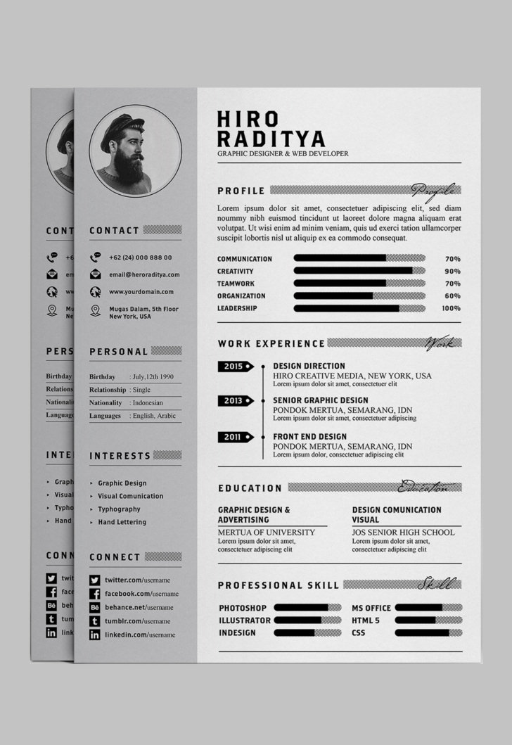 7 Free Editable Minimalist Resume CV In Adobe Illustrator And Photoshop Format