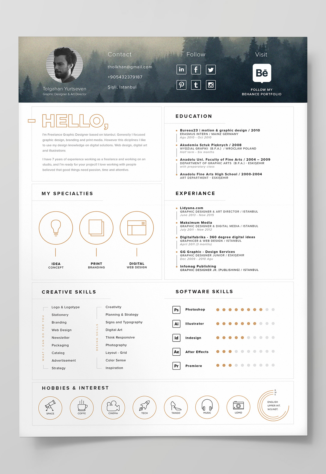 minimalist portfolio & resume after effects template free download