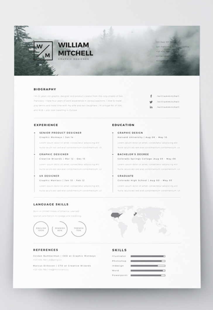 7 Free Editable Minimalist Resume CV In Adobe Illustrator And Photoshop Format