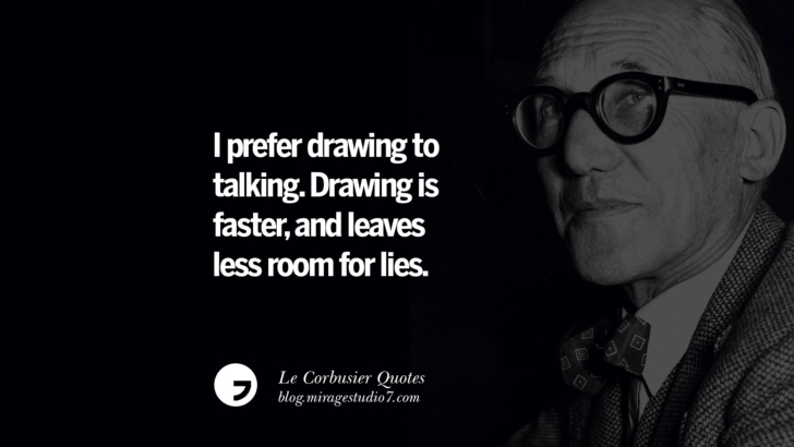 I prefer drawing to talking. Drawing is faster, and leaves less room for lies. Le Corbusier Quotes On Light, Materials, Architecture Style And Form